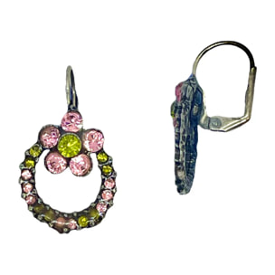 Pendiente Flor y aro en cristal Sw mix