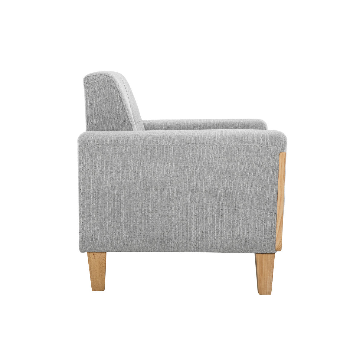 Fauteuil scandinave en tissu gris et bois clair FJORD