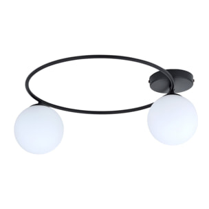 Lampada da soffitto SOPRA con struttura in acciaio nero e sfere in vetro opale