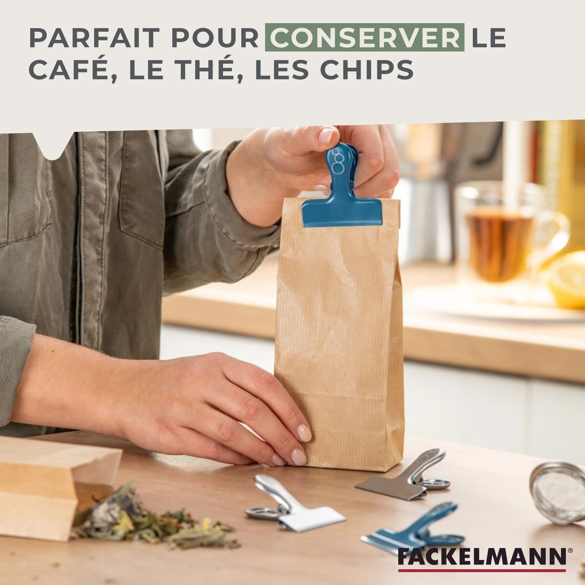Lot de 4 pinces inox pour fermer les sachets Fackelmann Balance