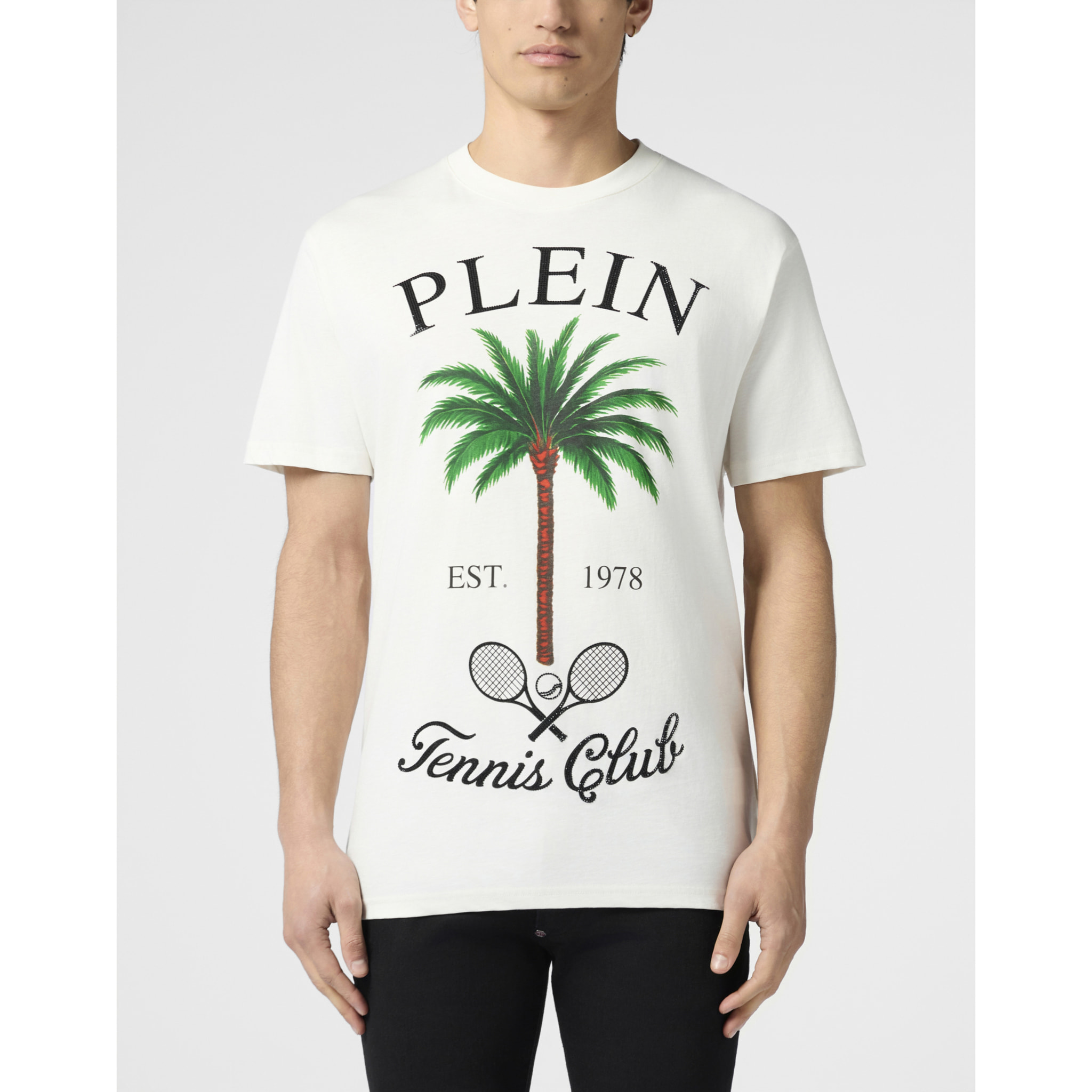 PHILIPP PLEIN Round Neck T-Shirt Tennis Club Stones