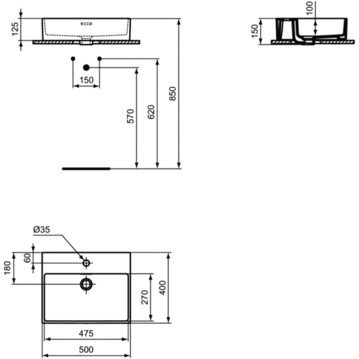 Pack vasque à poser IDEAL STANDARD Extra + mitigeur Conca or