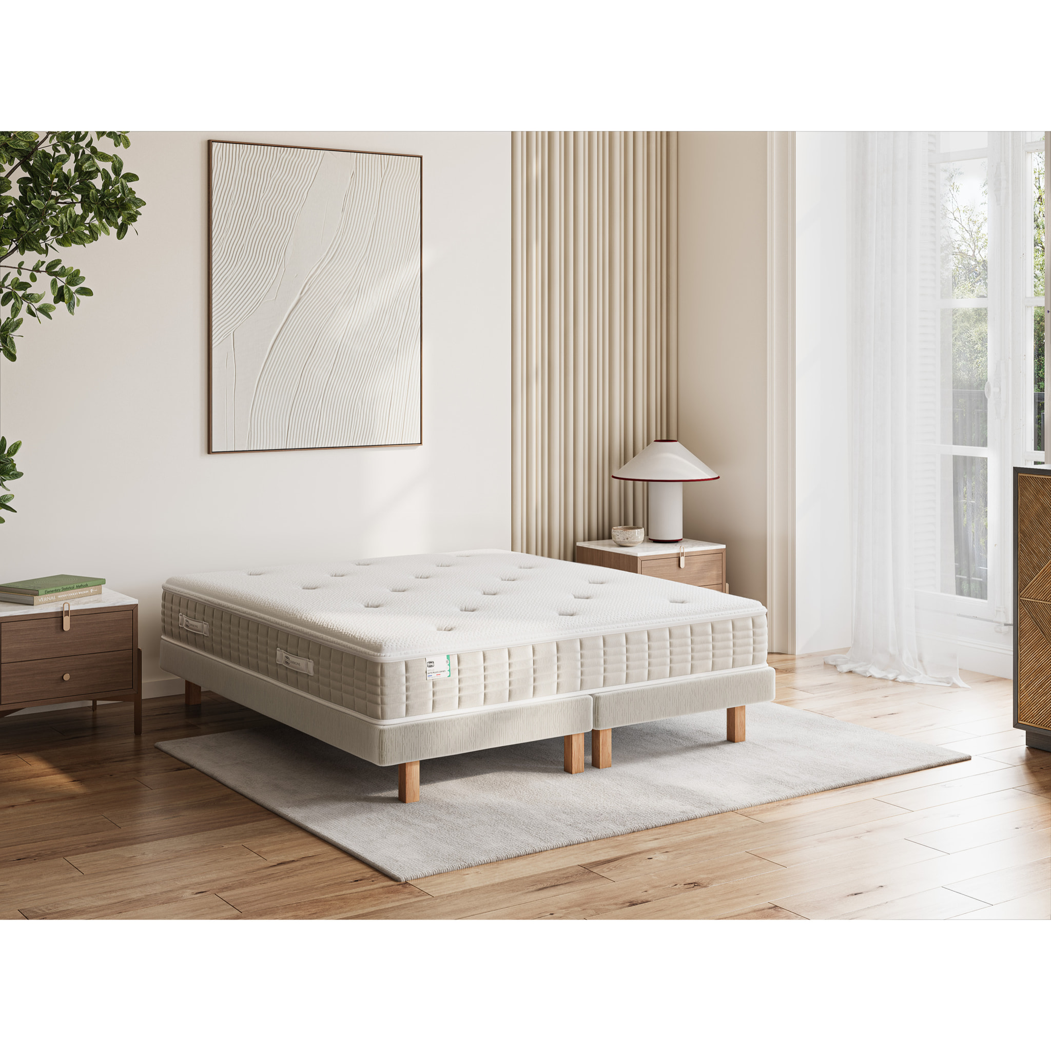 Ensemble Suite Palace Cannes, 2 x 80 x 200 cm: matelas + sommier duo gris clair