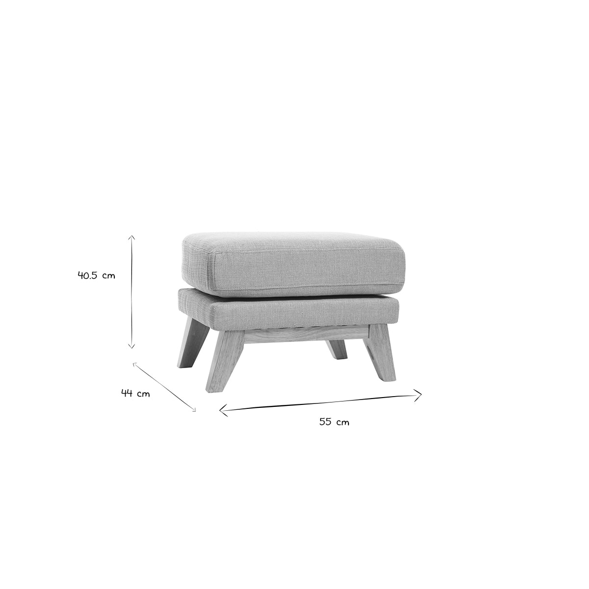 Pouf repose-pieds déhoussable scandinave en tissu vert lagon et bois clair OSLO