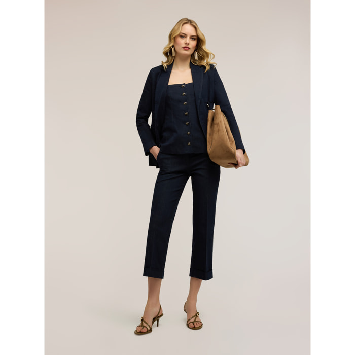 Motivi - Jeans cropped con risvolto - Blu