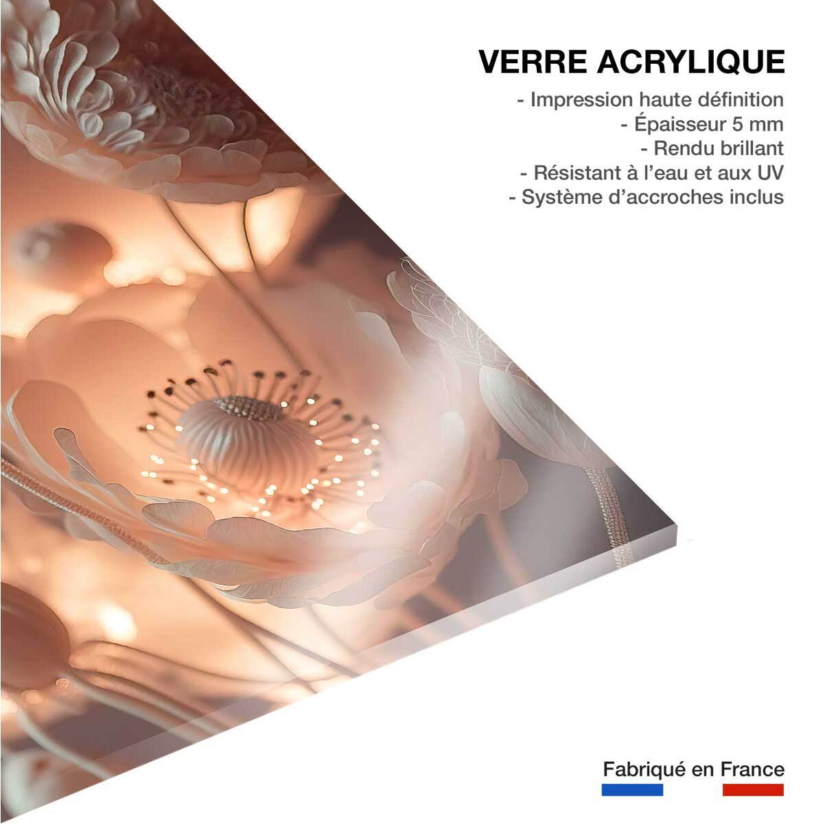 Tableau floral fleurs lumineuses  Tableau plexiglas