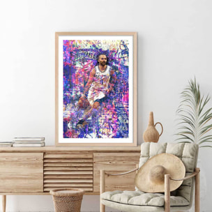 Affiche tony parker 09 Affiche + cadre en bois - Chêne