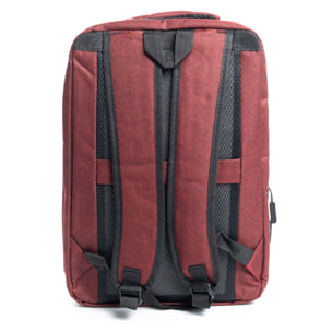 Zaino da cabina multiscomparto, porta laptop 17". Adattabile a Trolley. Presa USB esterna nascosta.