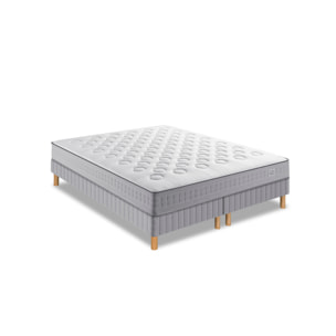 Ensemble INITIAL matelas H23 ressort ensachés, ferme, 2 sommiers