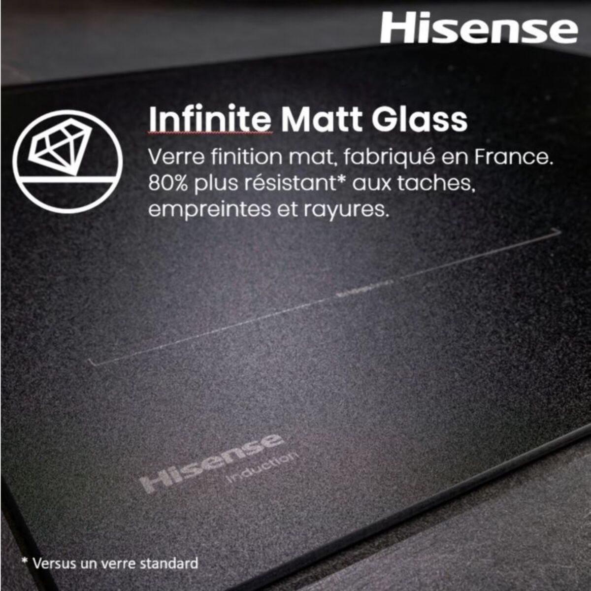 Plaque induction aspirante HISENSE HEH8443BSRWF InfiniteMattGlass