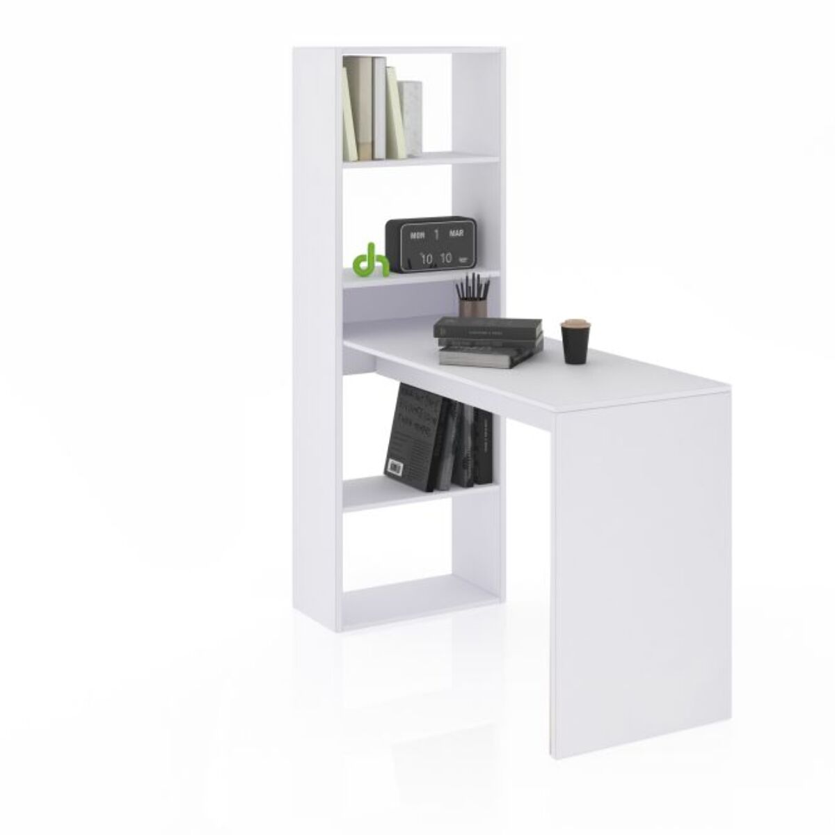 Mesa de escritorio con estantería Cosmic Blanco Artik (Blanco Mate)