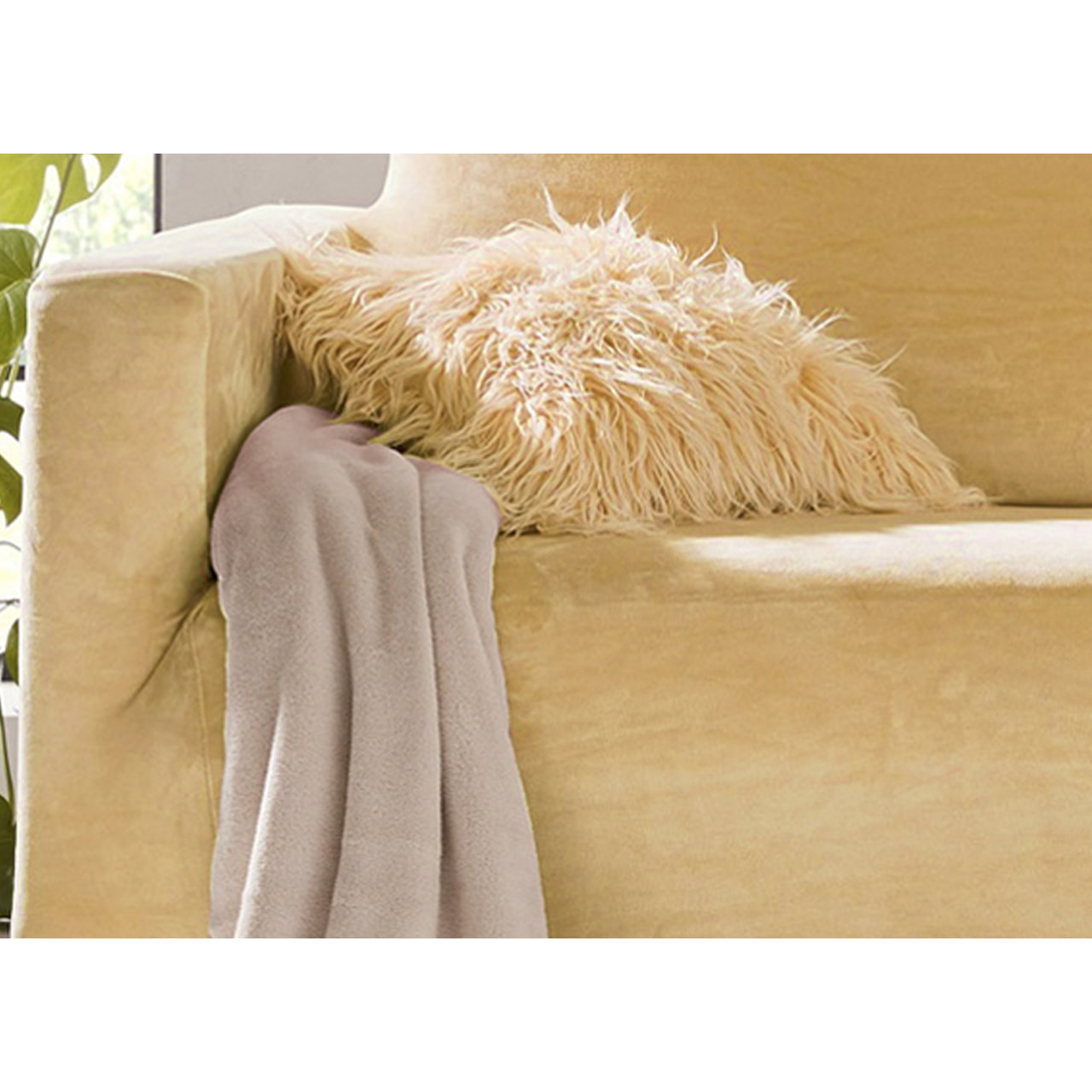 Copridivano 2 Posti Elasticizzato In Tinta Unita Effetto Velluto Modello Morbidissimo Colore Oro