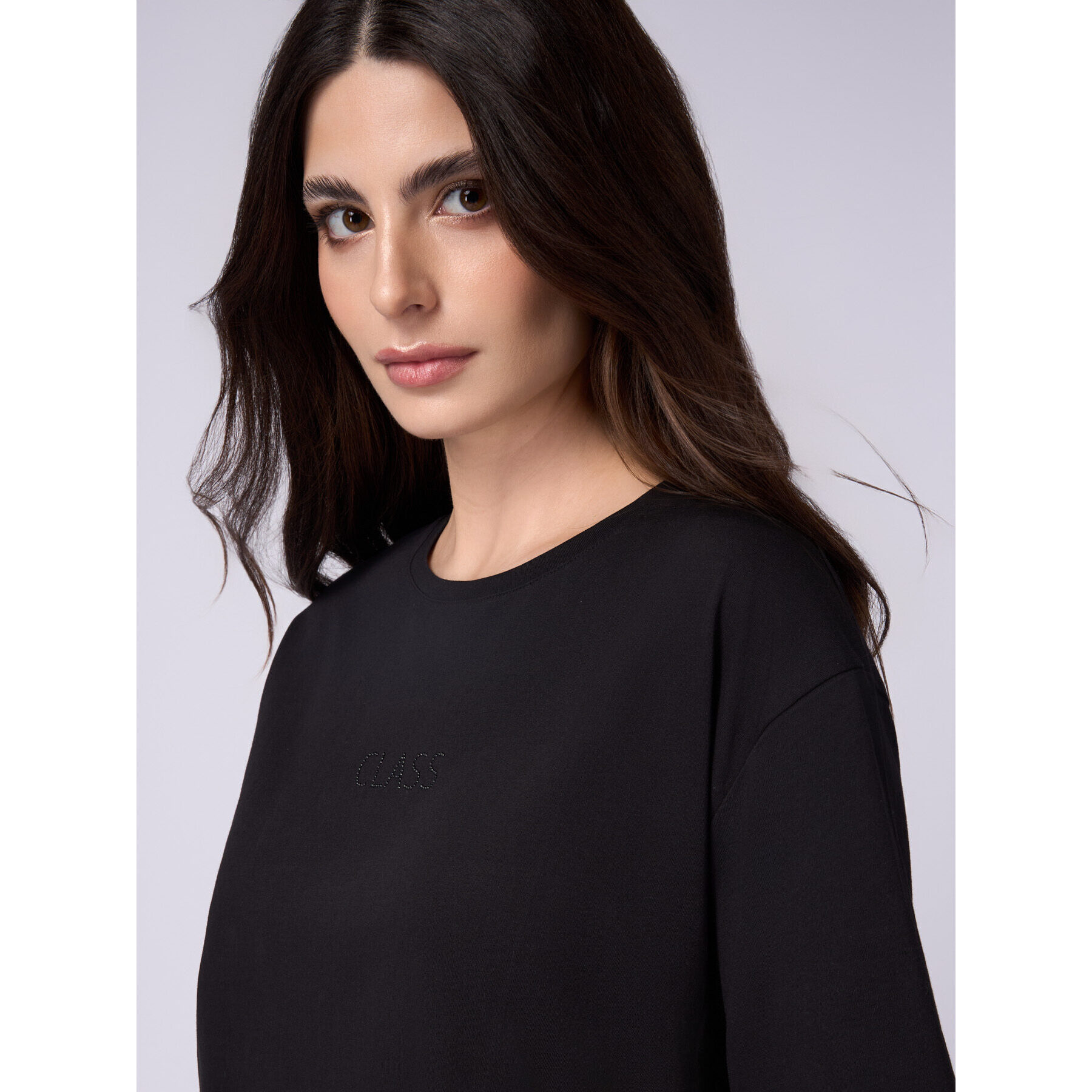 Oltre - Camiseta con aplicación de encaje y letras - Negro