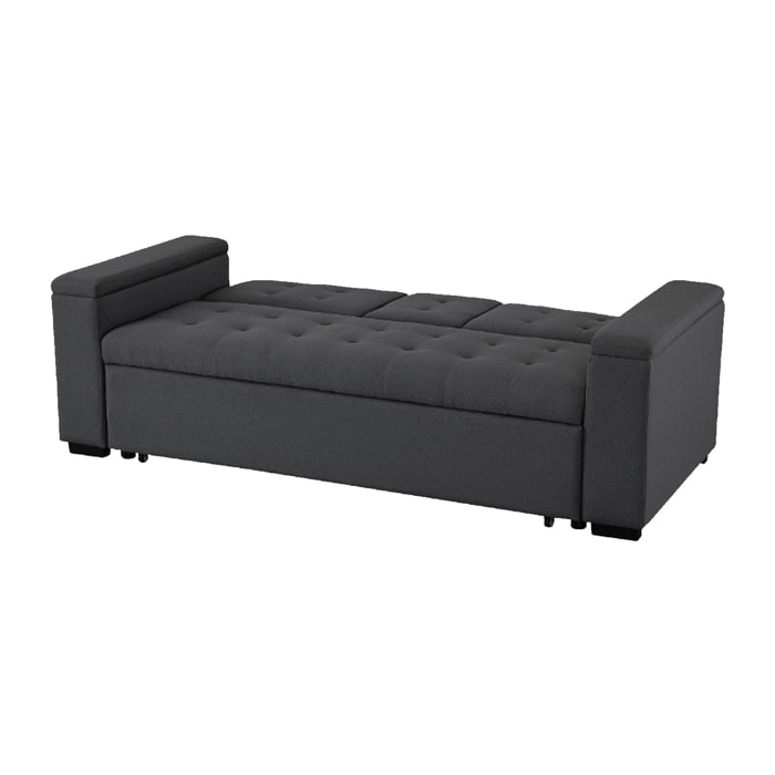 TILIA Canapé convertible 3 places en tissu gris foncé