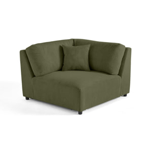 Garance - module d'assise d'angle réversible - en velours côtelé - Vert
