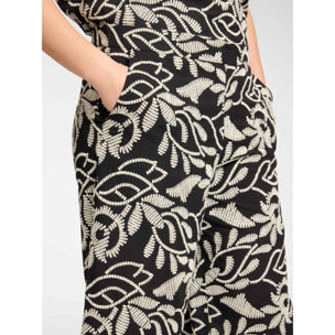 Elena Mirò - Pantalones de voile bordados - Negro