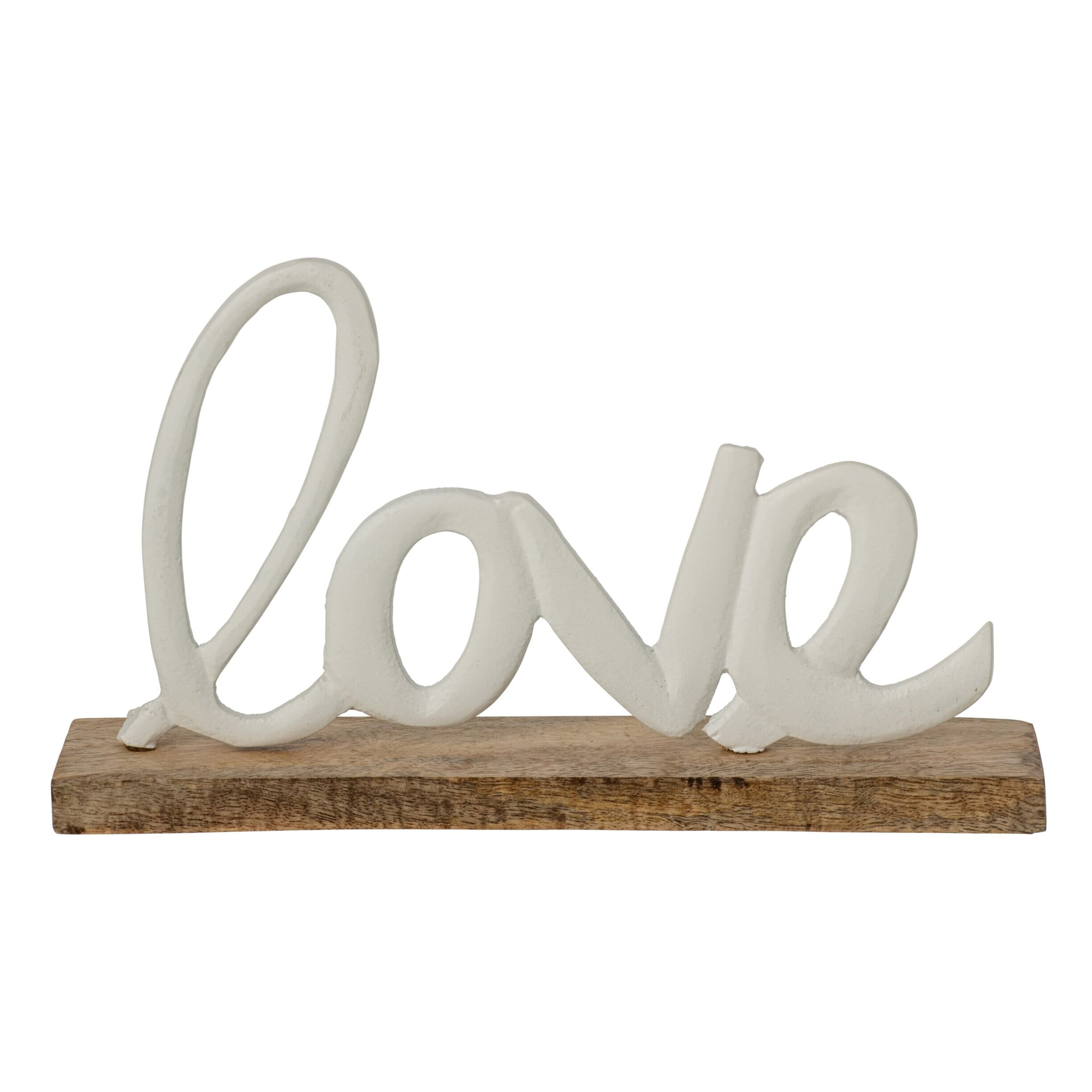 J-Line Amour sur base - aluminium - blanc/naturel