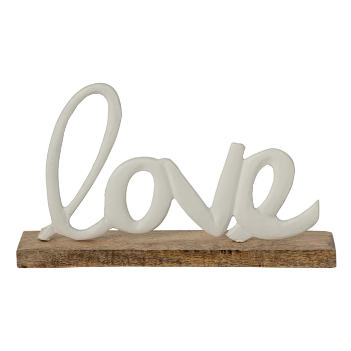 J-Line Amour sur base - aluminium - blanc/naturel