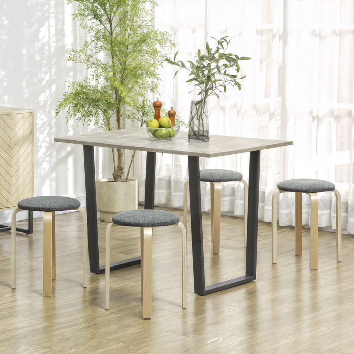 Lot de 4 tabourets empilables assise rembourrée dia.40 x H.45 cm bois clair gris