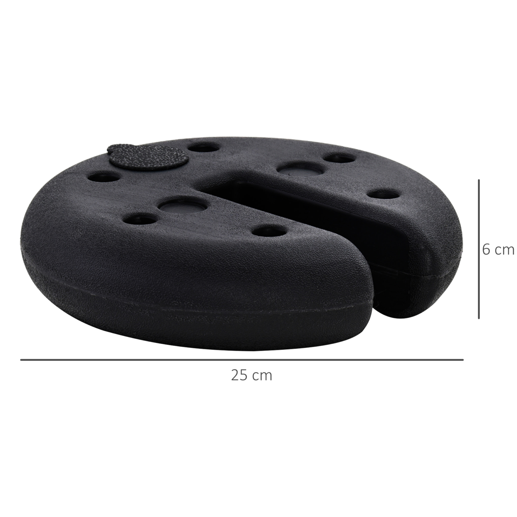 Lot de 4 poids de lestage rond pour tonnelle barnum tente dim. Ø 25 x 6H cm HDPE noir