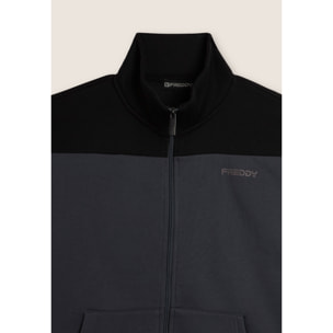 Tuta collo alto con full zip e dettagli colour block