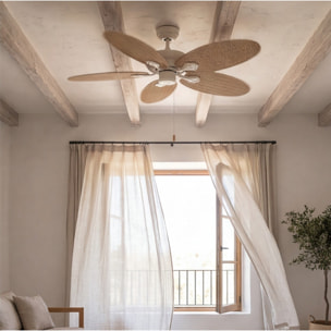 Forlight Ventilador IP23 Phuket Blanco antiguo Marrón