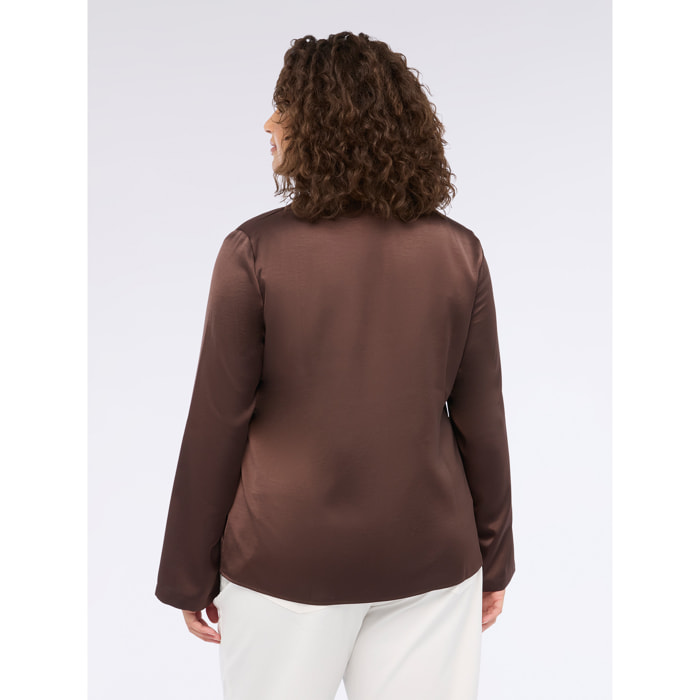 Fiorella Rubino - Blusa de satén con strass - Marrón