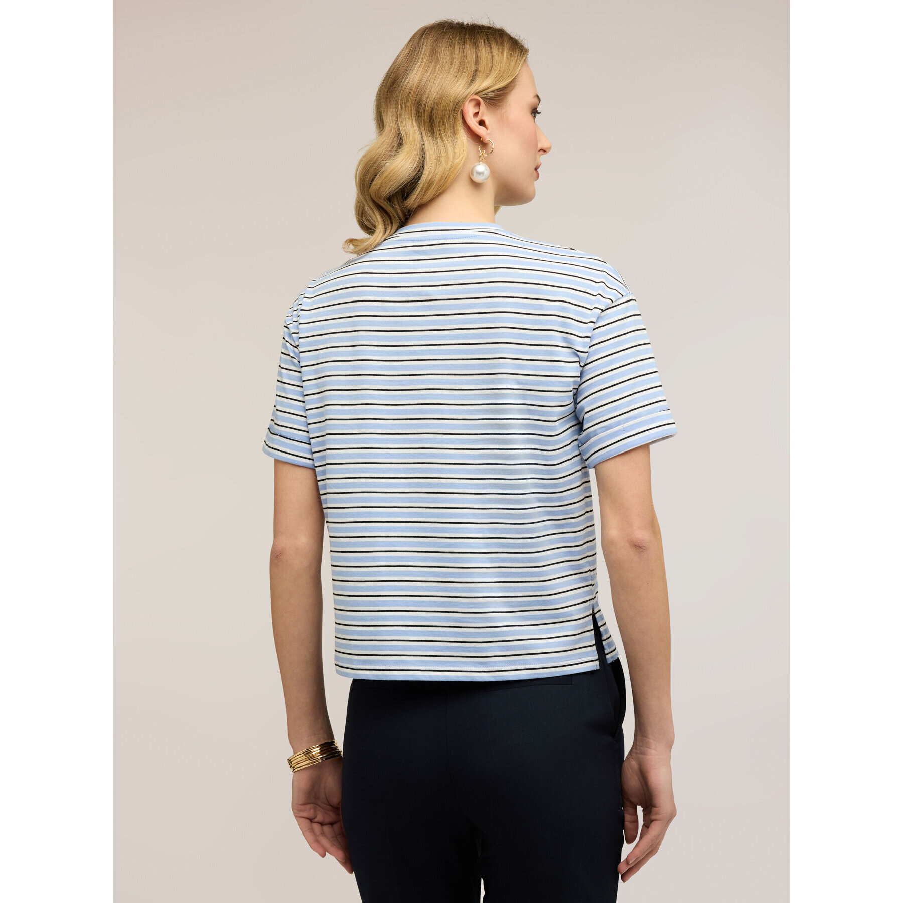 Motivi - Camiseta de rayas con bordado floral - Light - blue