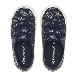 Le Superga Bambino/a Blu 3750 Kids Straps Seashells Print Leggera