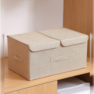 Caja de almacenamiento de ropa de tela plegable con tapa color beige 15l joybos