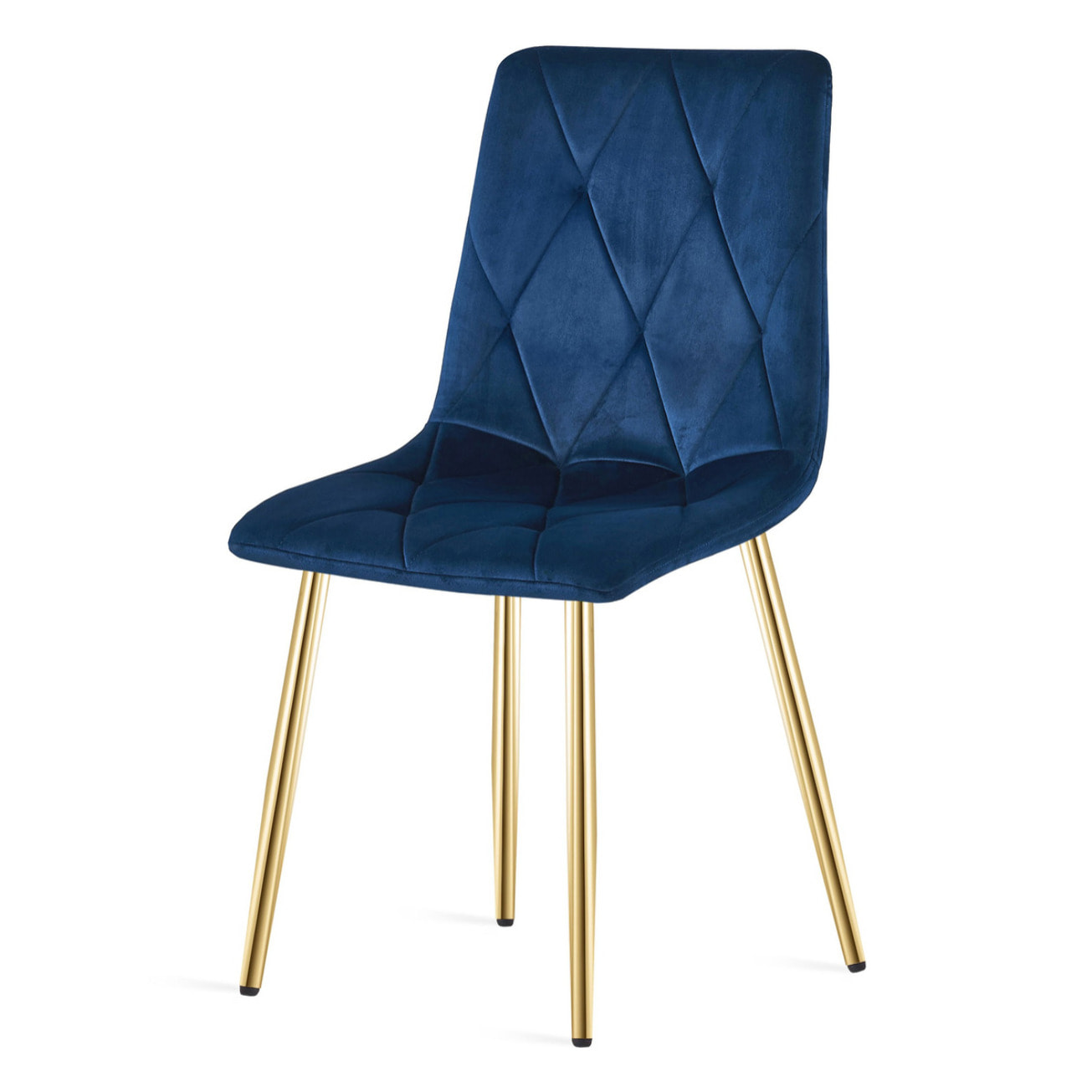 Sedia Libra in velluto blu notte con gambe dorate