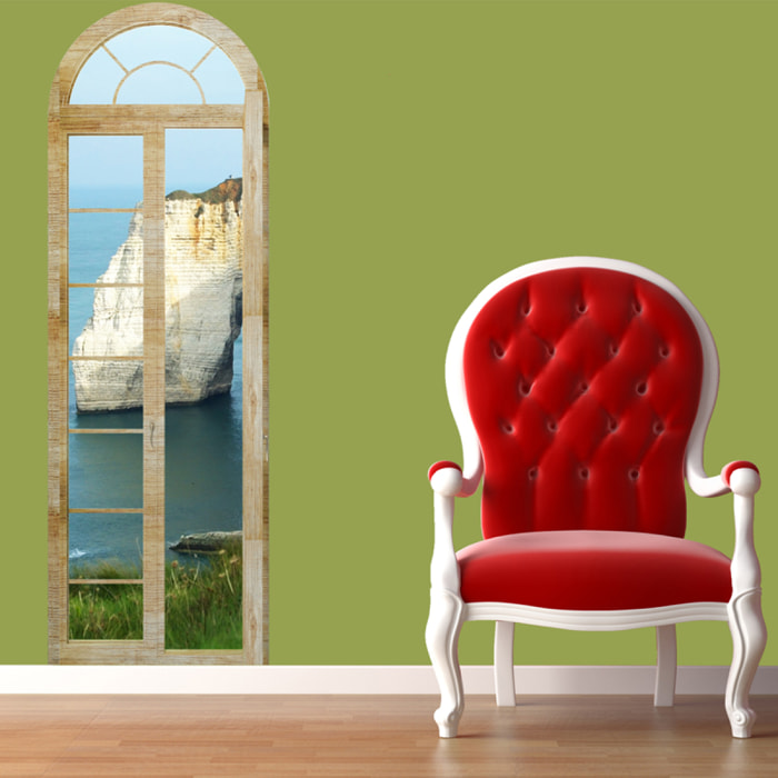 Stickers muraux 3D | Sticker Mural Autocollant effet Trompe l'oeil Falaises Etretat - Stickers adhésifs 3D Chambre Salon Trompe l'oeil