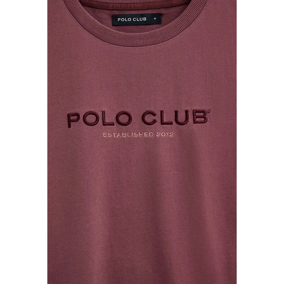 Maglietta rosa vinaccia a maniche corte con ricamo Established 2012 Polo Club