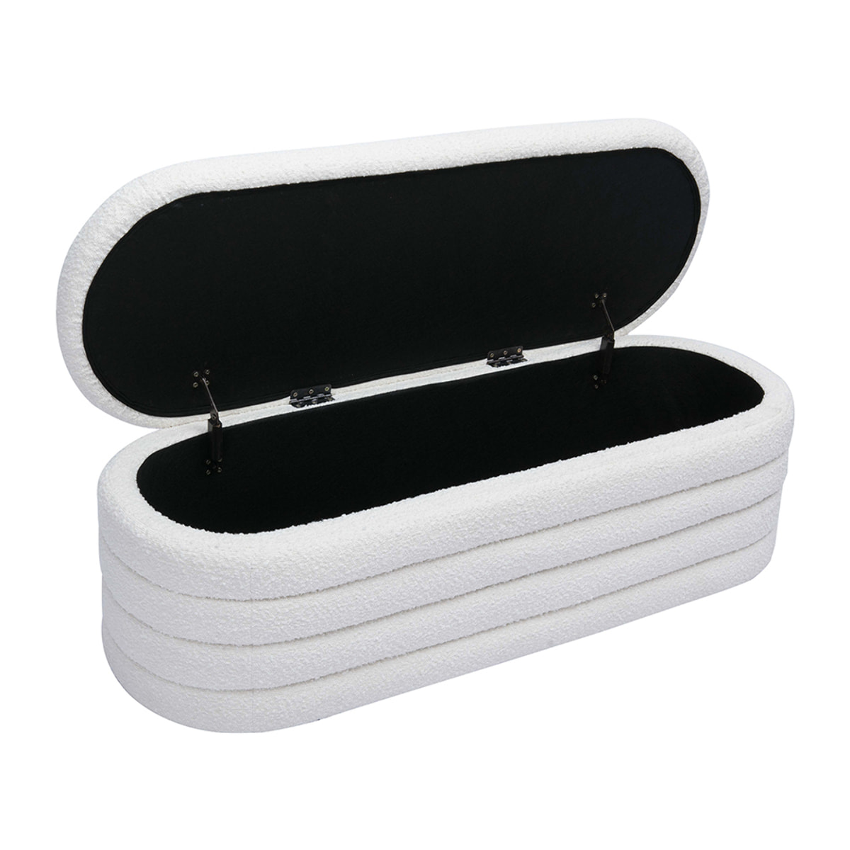 Banc coffre en tissu effet laine bouclée blanc L125 cm NAVY