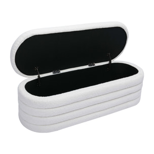 Banc coffre en tissu effet laine bouclée blanc L125 cm NAVY