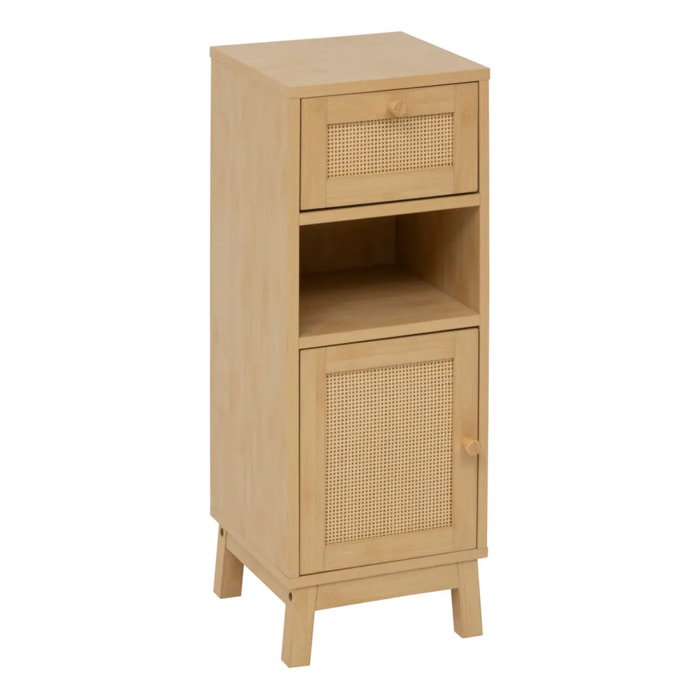 Meuble bas 1 porte 1 niveau Cane marron