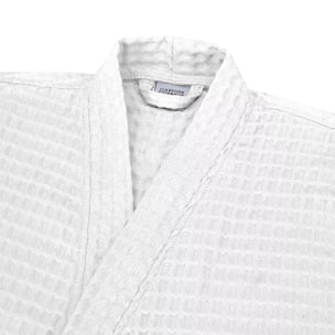 Peignoir femme pur coton 240 g/m² nid d'abeille blanc Detente neige