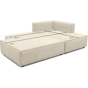 Canapé d'angle à droite convertible 3 places en tissu chenille - BARANI