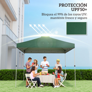 Toldo de Pérgola de Recambio 3x3 m Techo de Repuesto para Carpa Plegable de Jardín de Tela Oxford 210D con 8 Orificios de Drenaje y Doble Ventilación Protección UV 50+ SOLO TOLDO Verde