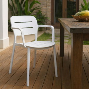 Lot de 4 fauteuils de table blanc extérieur en polypropylène SUNSET