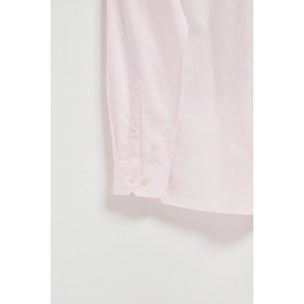 Camicia slim in popeline rosa con logo Rigby Go ricamato