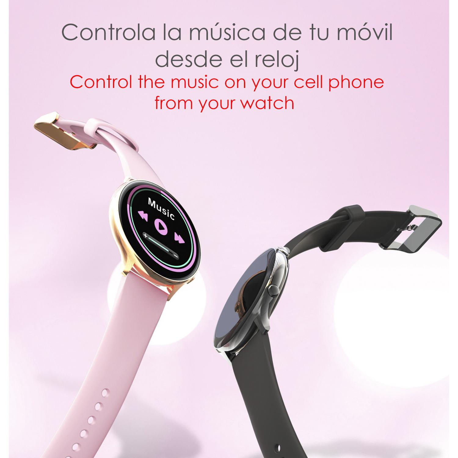 DAM Smartwatch DM05. Monitor de salud con temperatura corporal, O2 y tensión. 23 modos deportivos. 38x0,98x4,46 Cm. Color: Rosa