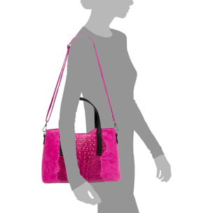 Fiesole borsa tote Donna. Pelle autentica Camoscio Incisa Coccodrillo.