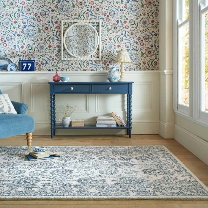 Tapis en laine YASMIN Ivoire/Bleu