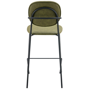 Lot de 2 tabourets de bar en simili vert EDMOND