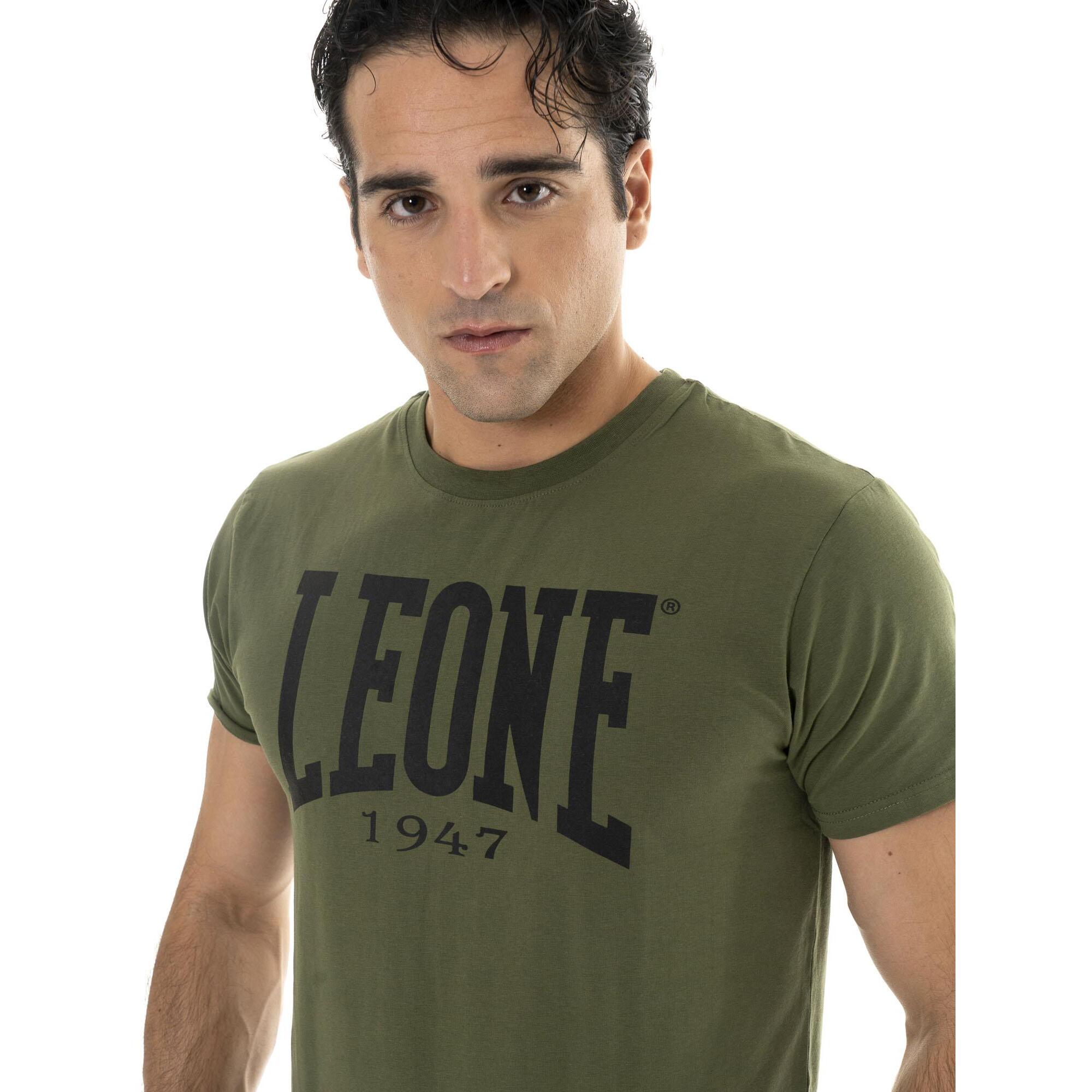 Camiseta básica de algodón elástico de manga corta con logo Leone 1947