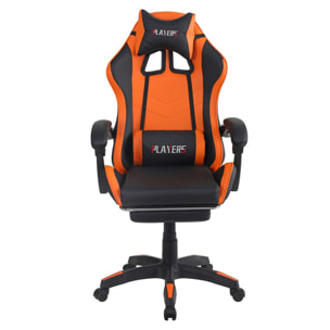 Sedia gamer reclinabile con poggiapiedi arancione