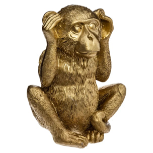 Set de 3 statuettes "Singes sagesse" - résine - doré H17 cm