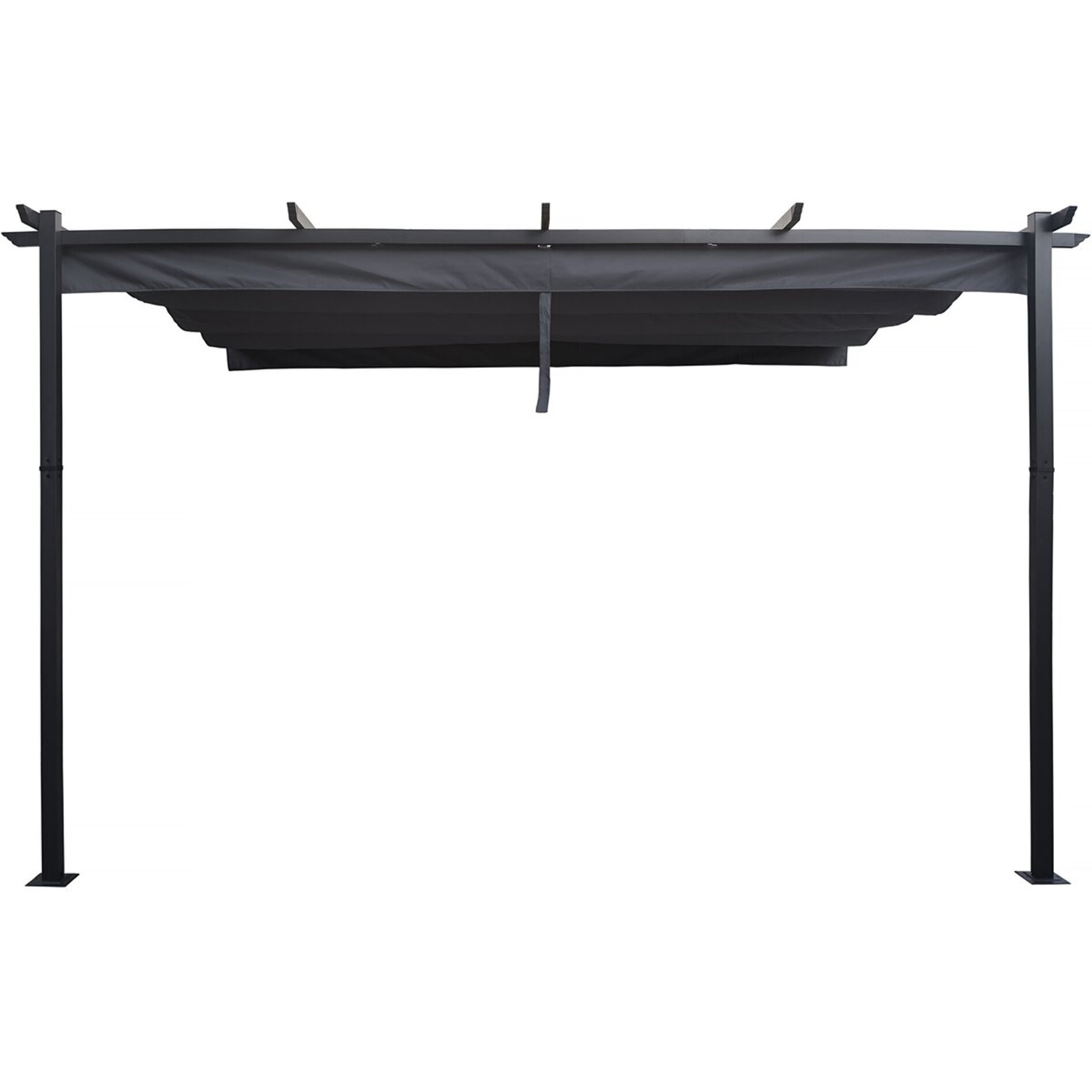 Pergola adossée en aluminium avec toit rétractable-  3 x 4 m -  Gris