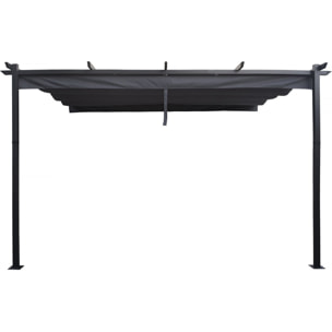 Pergola adossée en aluminium avec toit rétractable-  3 x 4 m -  Gris